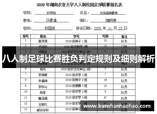 八人制足球比赛胜负判定规则及细则解析